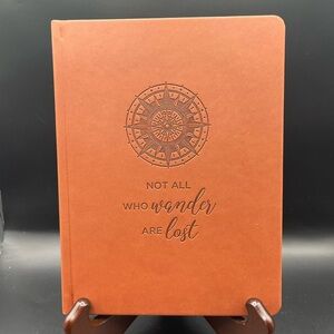Not All Who Compass “Leather” Journal By James Burke, Blank Lined Perforated Pgs